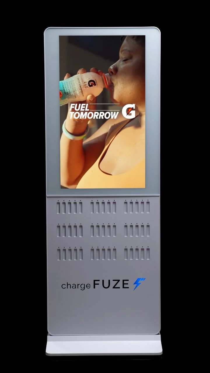 Chargefuze digital out-of-home charging and advertising unit